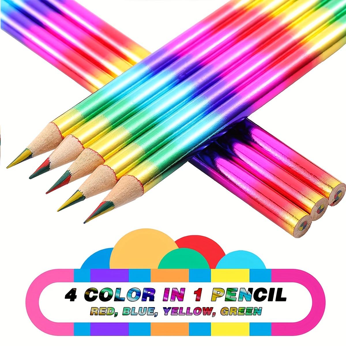 8pcs / 16pcs Rainbow Colored Pencils, 4 Colors In 1 Rainbow Colored  Pencils, Suitable For Schools, Students, Teachers, For Sketching, Doodling,  Colori