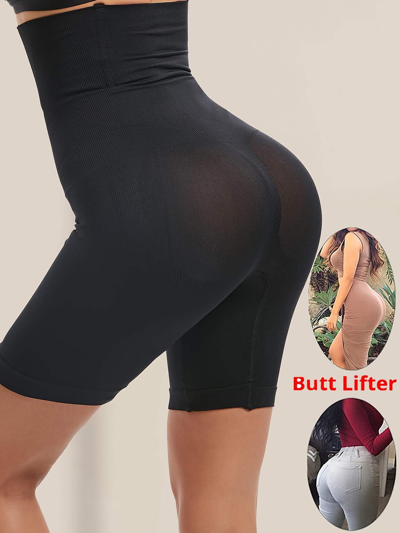 Shorts De Maintien Taille Haute Sans Couture, Short De Compression Gainant Pour Contrôler Le Ventre Et Galber Les Fesses, Sous-vêtements Et Lingerie Sculptante Pour Femmes détails 4