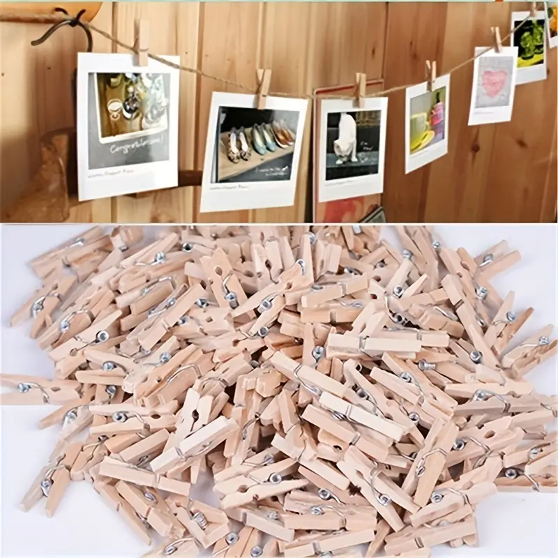 👍 MINI WOODEN PEGS NATURAL CRAFT WEDDING CLOTHES PIN LINE PHOTO
