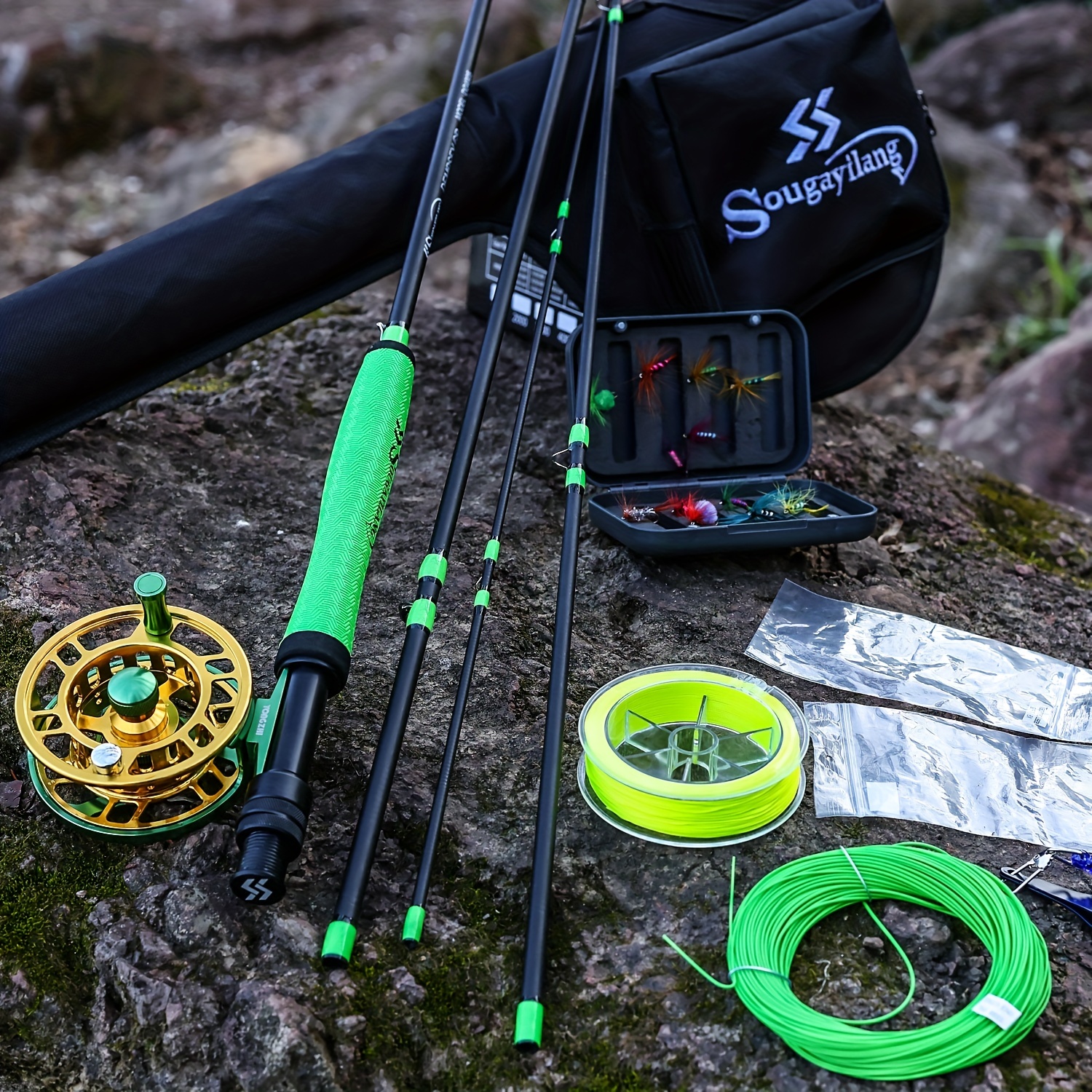 Acheter Canne à pêche à la mouche et moulinet avec sac de transport,  ensemble complet de démarrage de 20 mouches, Kit de pêche à la mouche