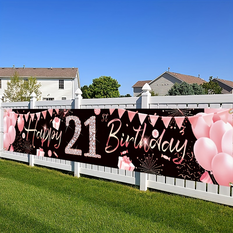 Decoraciones grandes de cumpleaños de Cheers to 50 años para mujeres,  pancarta de feliz cumpleaños 50 de oro rosa rosa con texto en inglés Happy