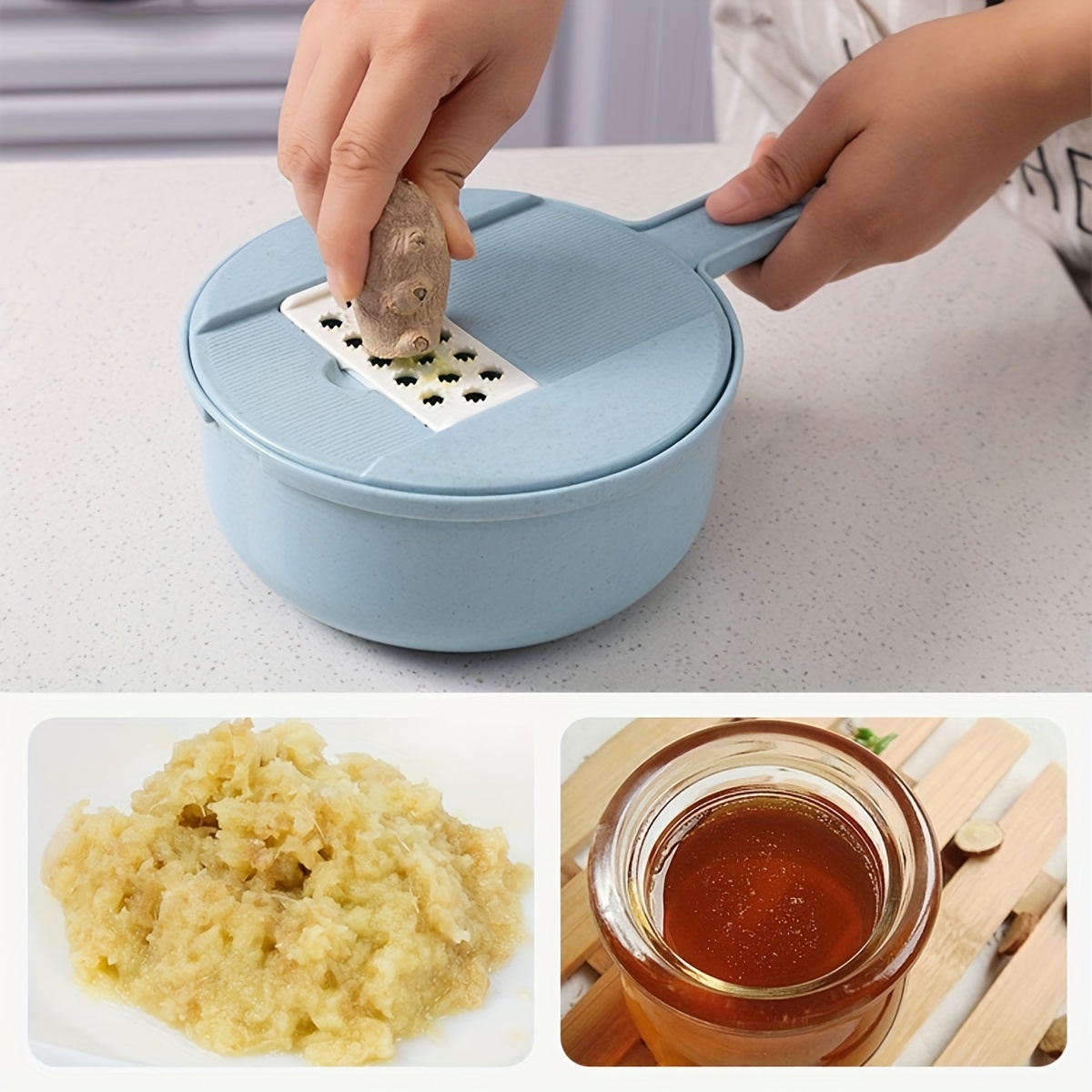 Multifunctional Vegetable Cutter Fruit Slicer Grater Shredders Drain Basket  Slicers 8 In 1 Gadgets Kitchen Accessories