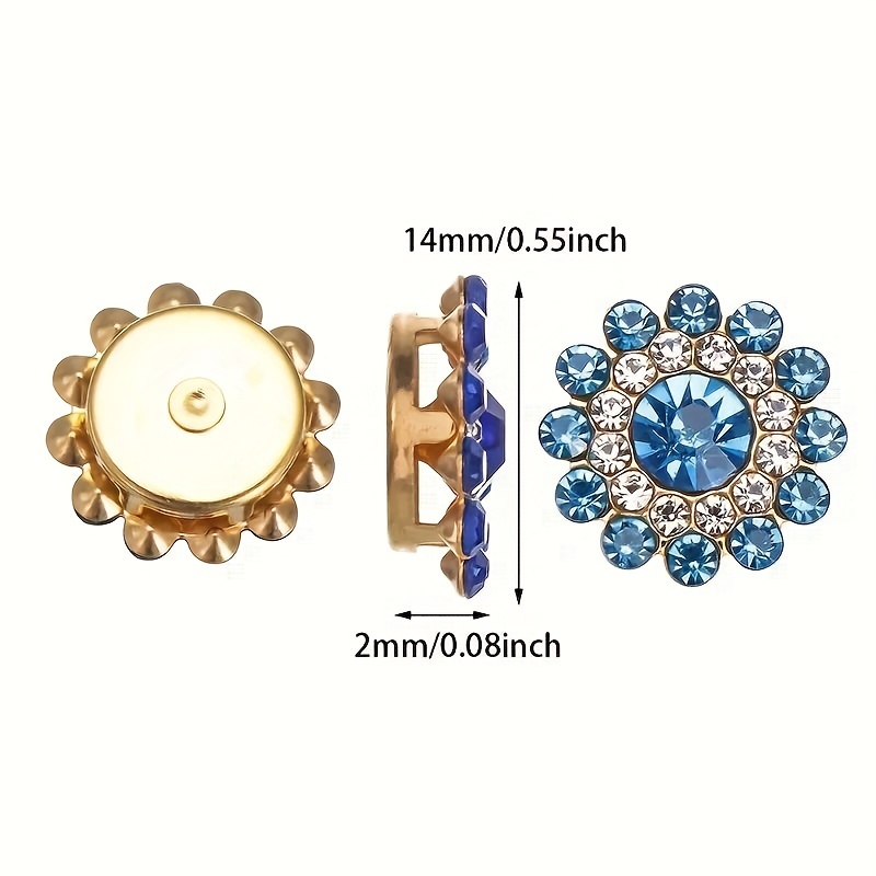 20Pcs Flower Crystal Rhinestones 14MM Flatback Sewing Rhinestone For  Clothing Metal Crystal Jewelery For Dresses DIY Crafts