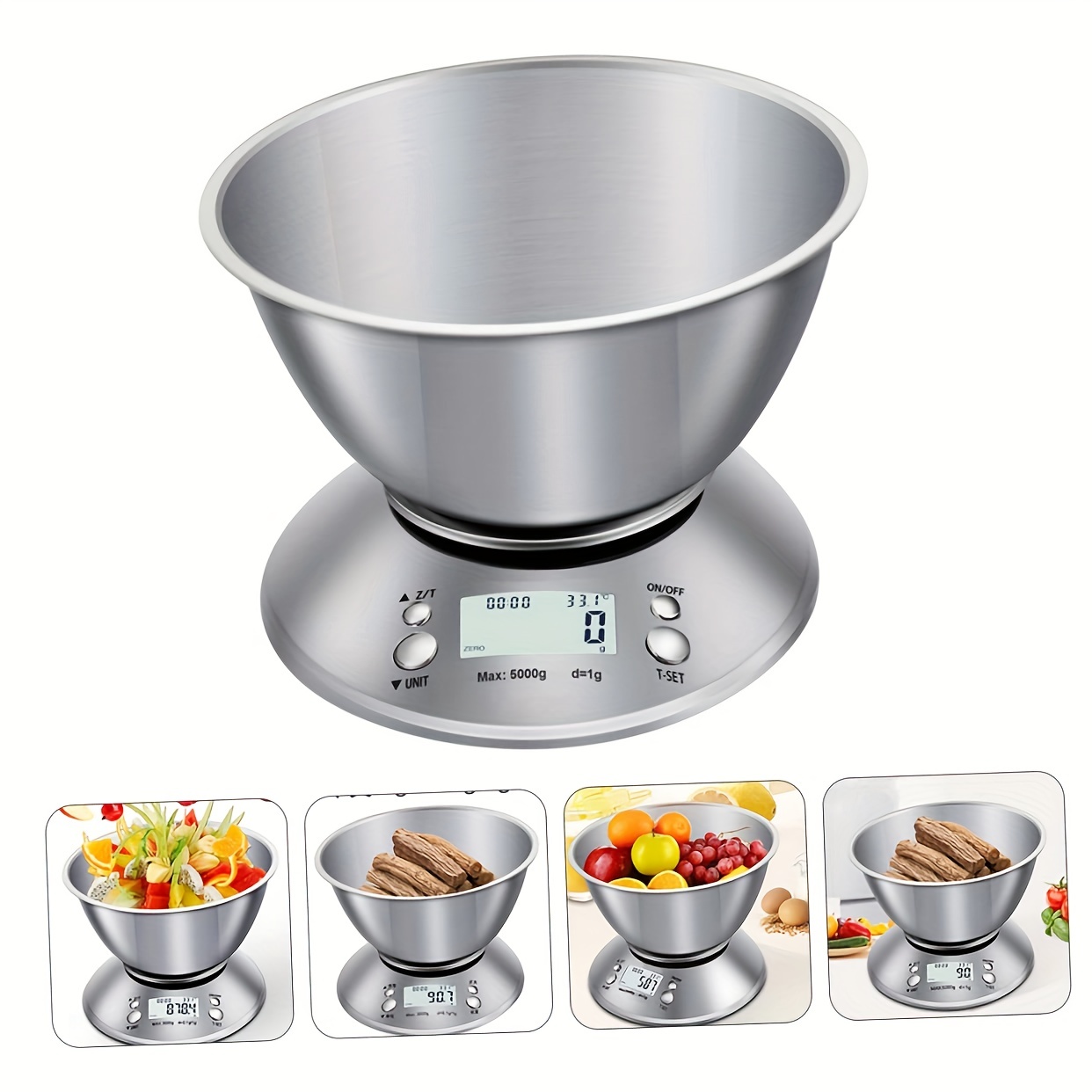 Balance de cuisine en acier inoxydable 5kg / 1g Balance électronique Cuisine  Balance alimentaire Cuisine Balance numérique de précision avec outil de  cuisson au bol