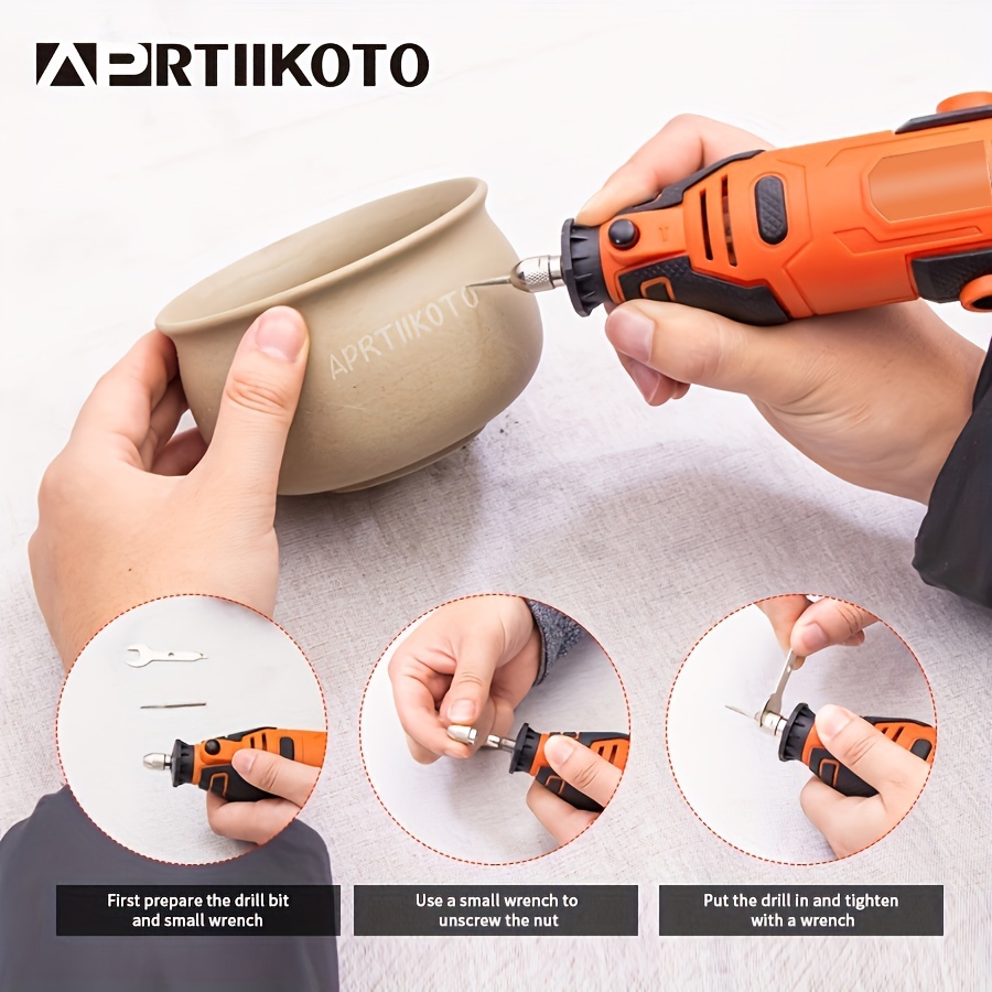 Mini Rotary Tool Kit,Small Handheld Electric Grinder Manicure Set for  Sanding, Polishing, Drilling, Etching, Engraving, DIY