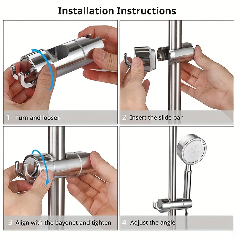 1ps Adjustable 360° Rotating Shower Rack Double Hook Shower Holder
