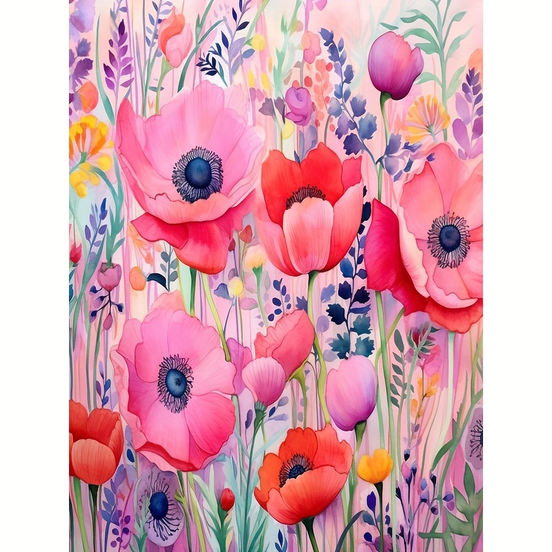 5d Full Diamond 30x40 Diy Colorful Flower Diamond Painting - Temu