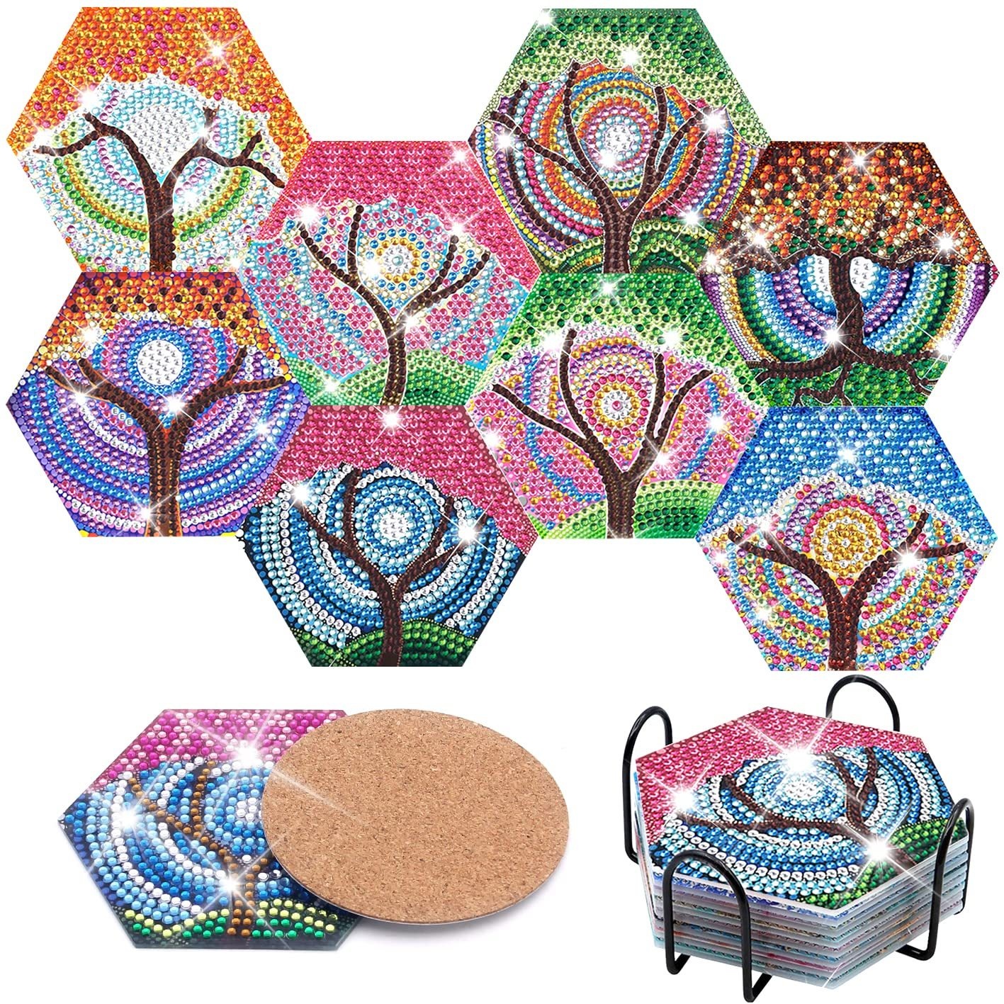 Diamond Painting Coasters Kit Diamond Painting With Tree - Temu