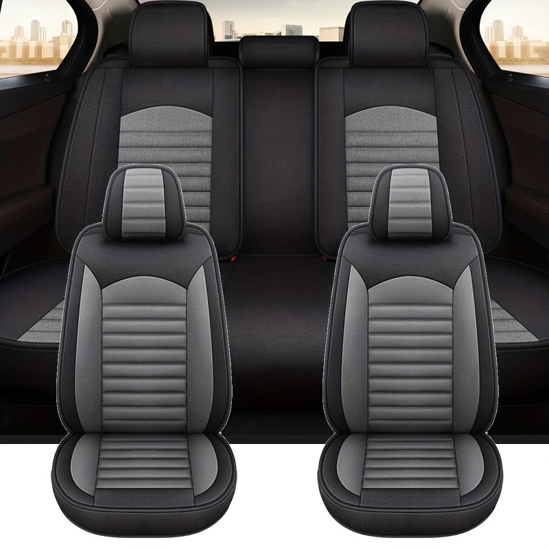 Upgrade Car Interior A Breathable Linen Car Seat Cover Set - Temu