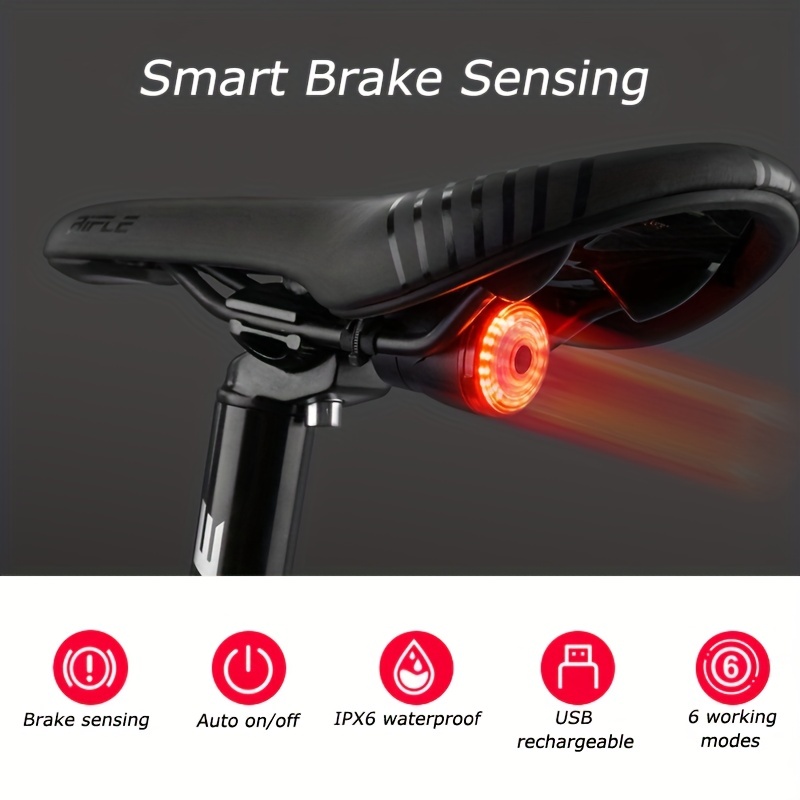 Luz Trasera De Bicicleta, Luz De Freno Sensorial Inteligente, Lámpara  Trasera De Carga USB Para Bicicleta, Accesorios Para Bicicletas