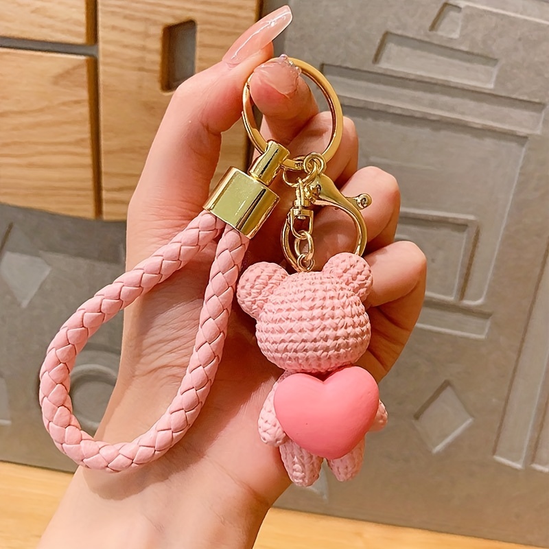 Love Heart Rabbit Bunny Keychain Cute Cartoon Animal Keyring