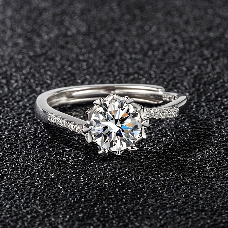 Romantic Zirconia Ring Adjustable Couple Engagement Proposal Ring