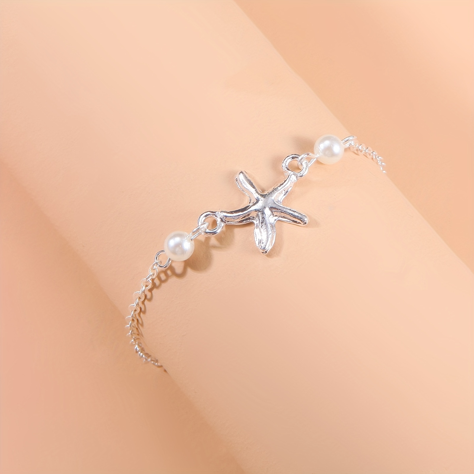 Beach Style Starfish Faux Pearl Anklet