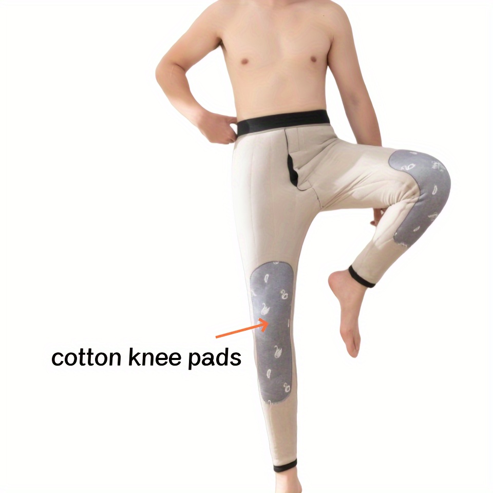 Men's Warm Pants Thickened Knee Pads Pants Base Layer Pants - Temu Canada
