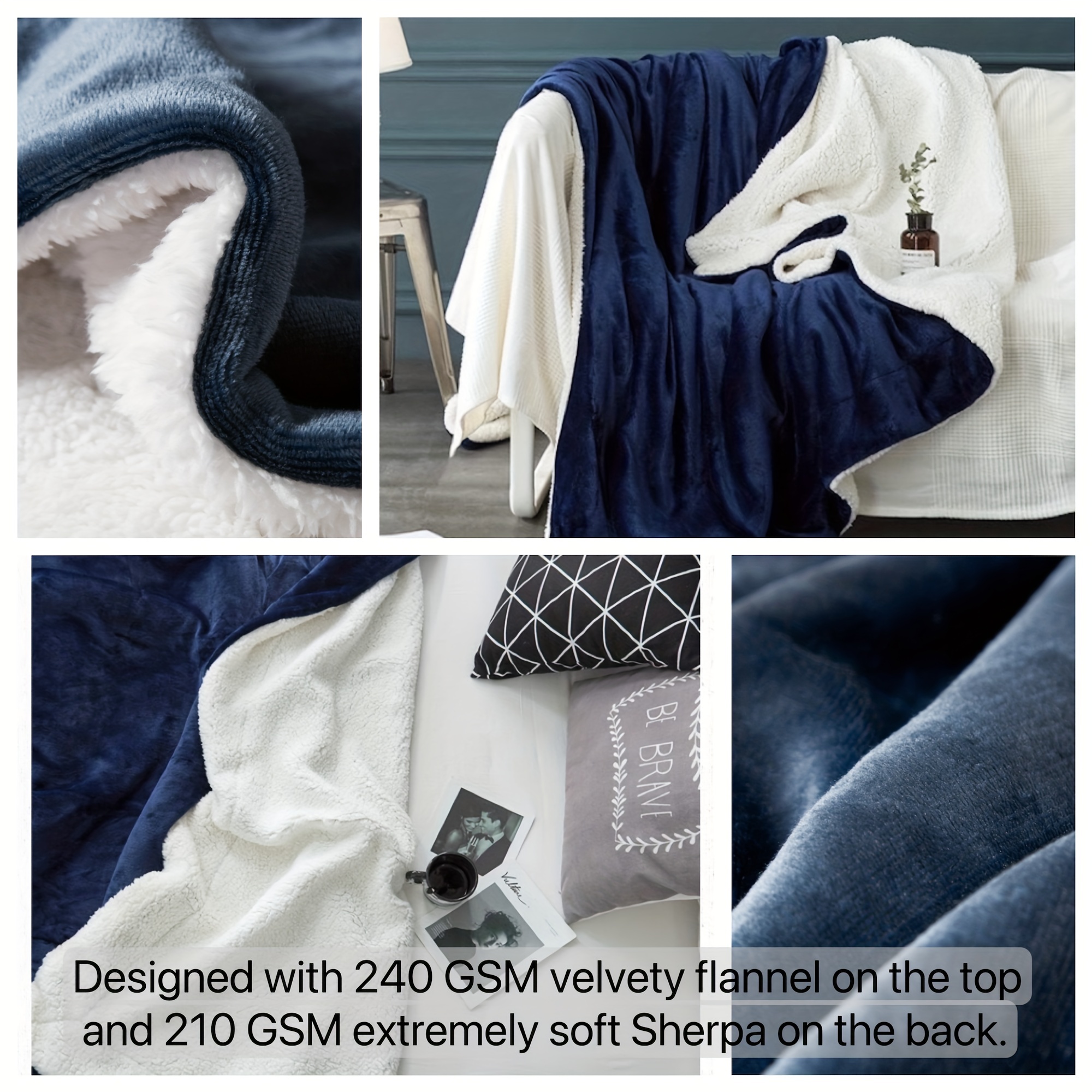Sherpa Fleece Throw Blanket Couch Sofa Soft Fuzzy Blankets - Temu