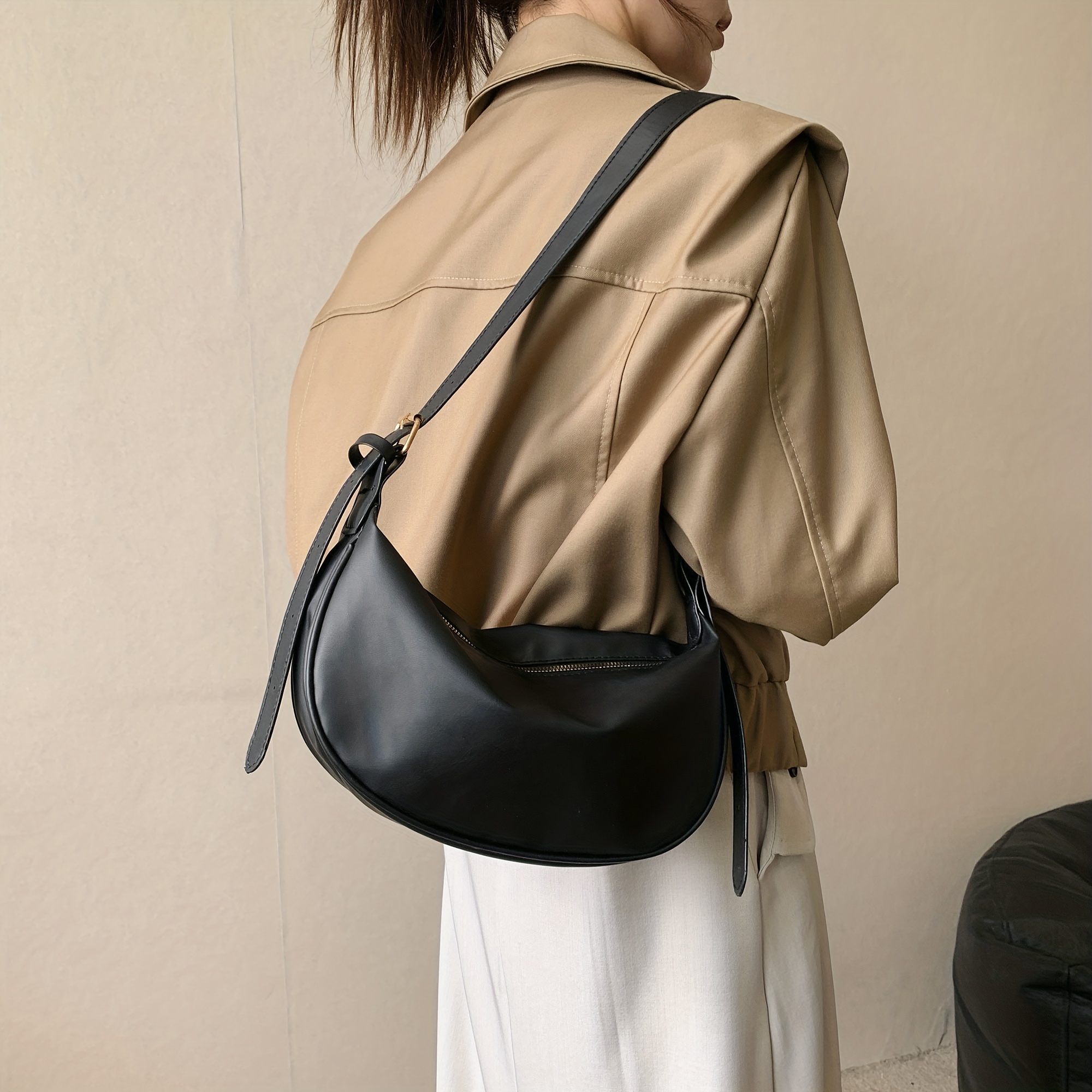 Trendy Casual Hobo Shoulder Bag, Zipper Crossbody Bag, Minimalist Women's  Shoulder Purse - Temu