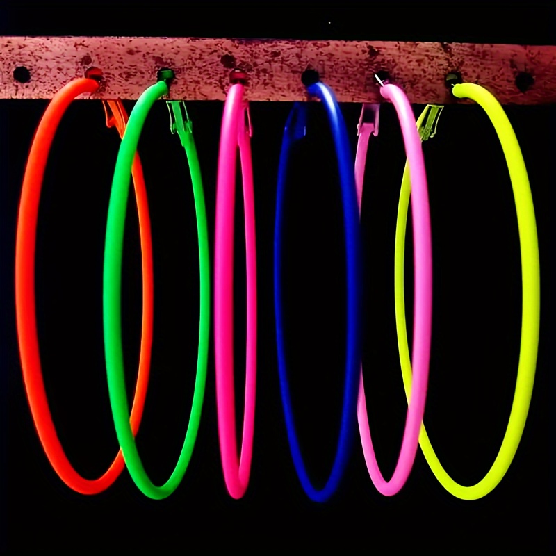 Image of 6 Pairs Colorful Hoop Earrings Set Elegant Alloy Jewelry Delicate Female Gift Daily Casual