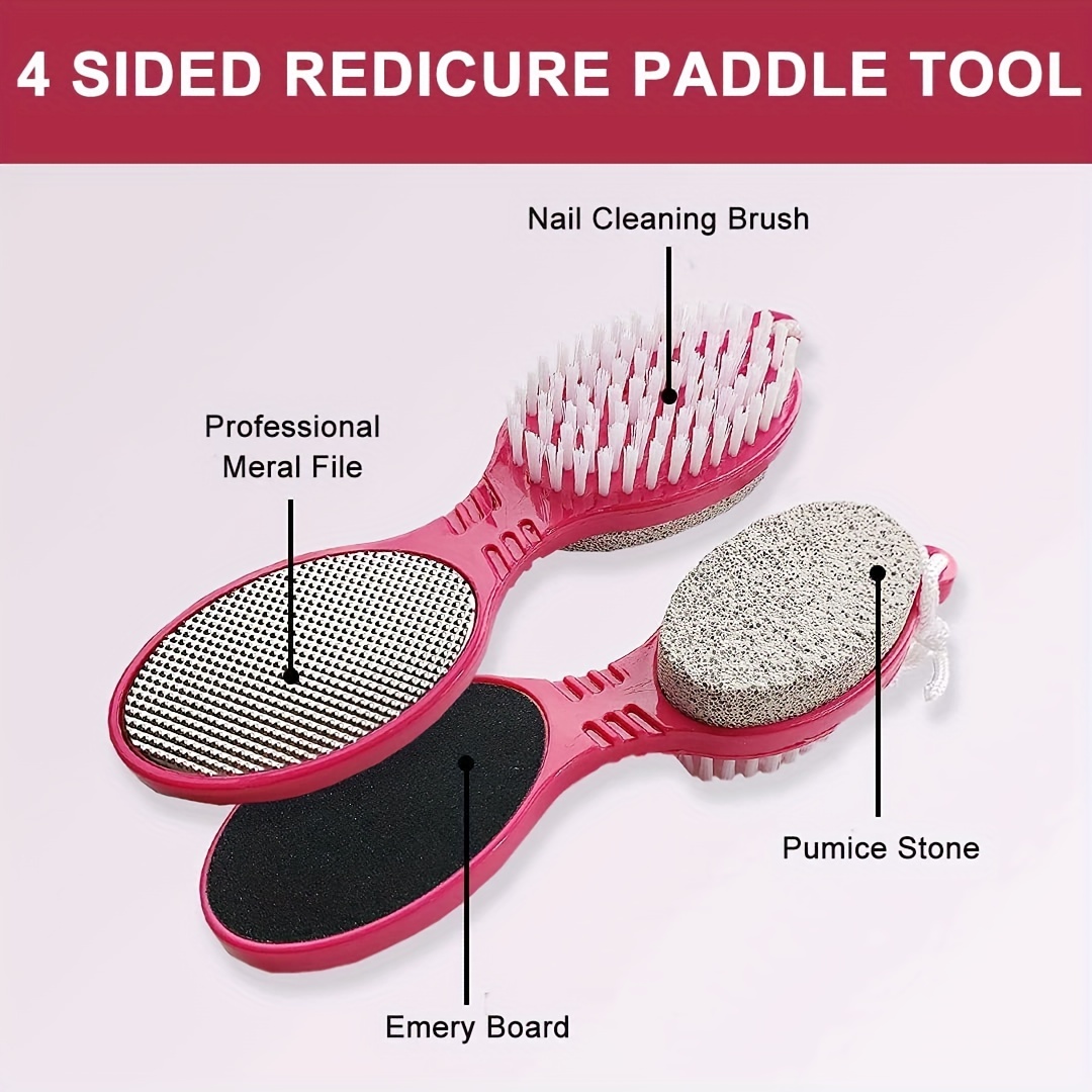 2 Pieces 4 In 1 Pedicure Tool Foot Scrubber Brush For Dry And Wet