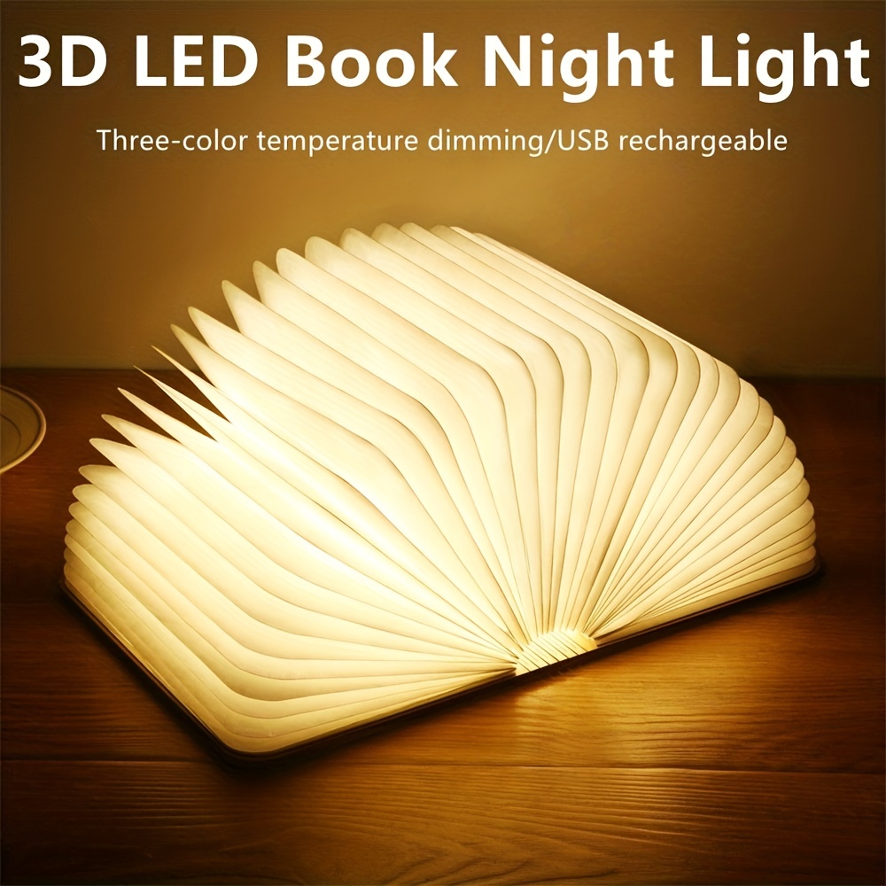 1pc Luce Notturna Libro A Led Portatile 3 Colori 3d Creativo - Temu Italy