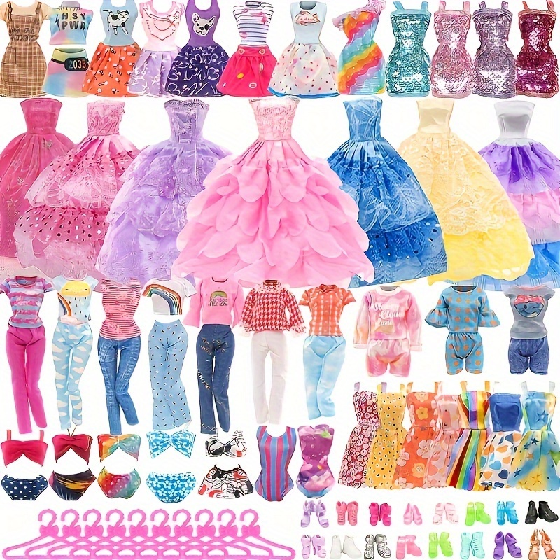 32 pcs For Doll Barbie Clothes and Accessories 10 pcs Party Dresses 22 pcs  Shoes 