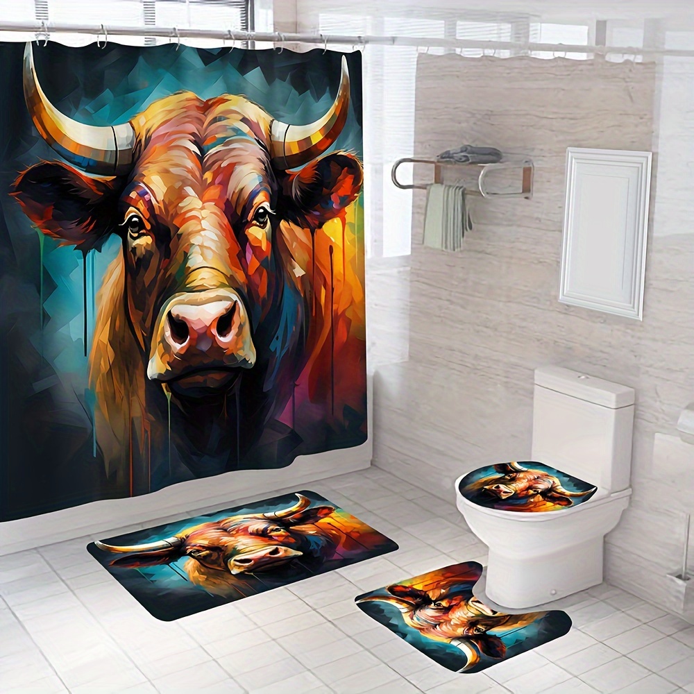 Cattle Shower Curtain Gift Modern Home Bathroom Decorative - Temu