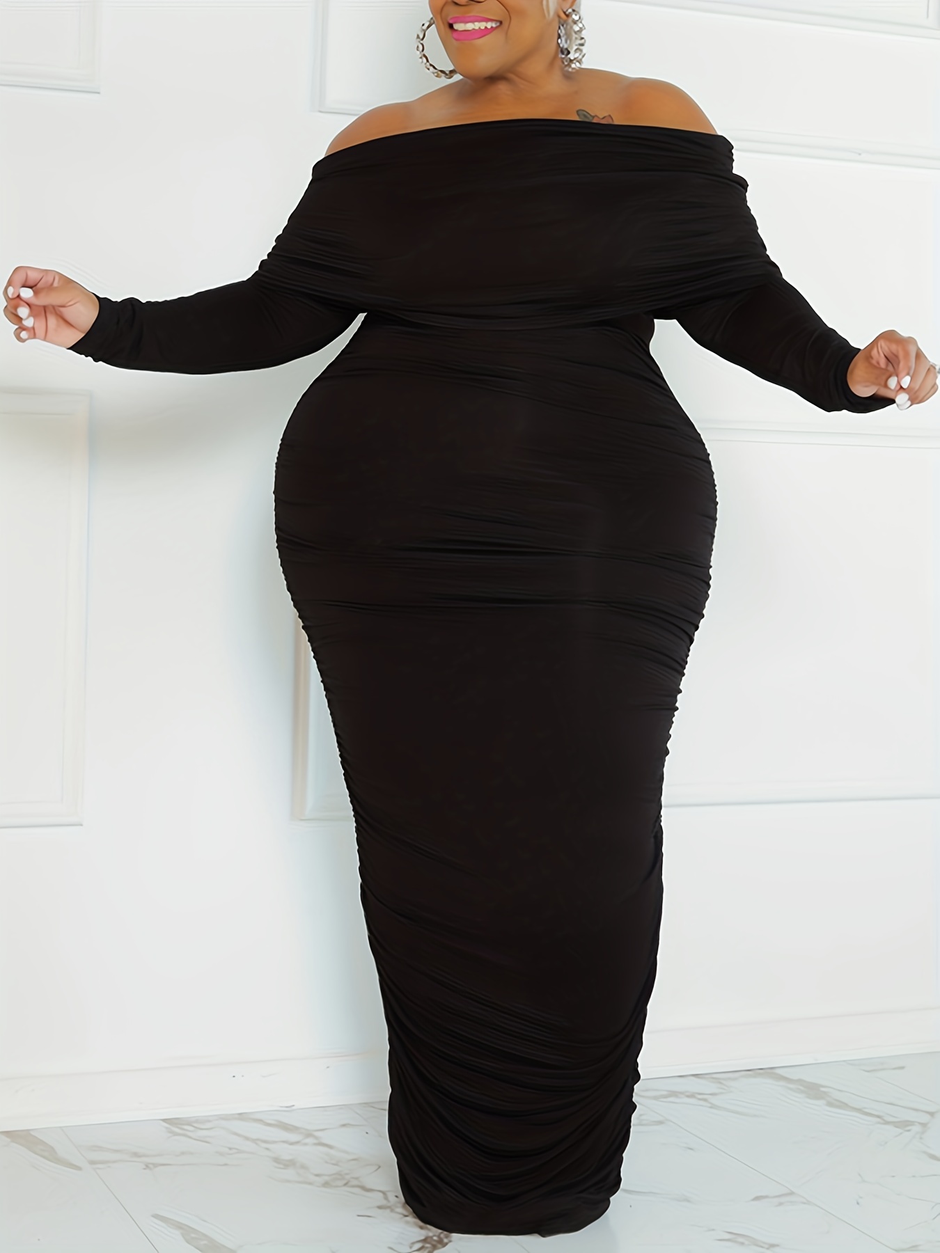 Black Formal Plus Size Dress - Temu Canada
