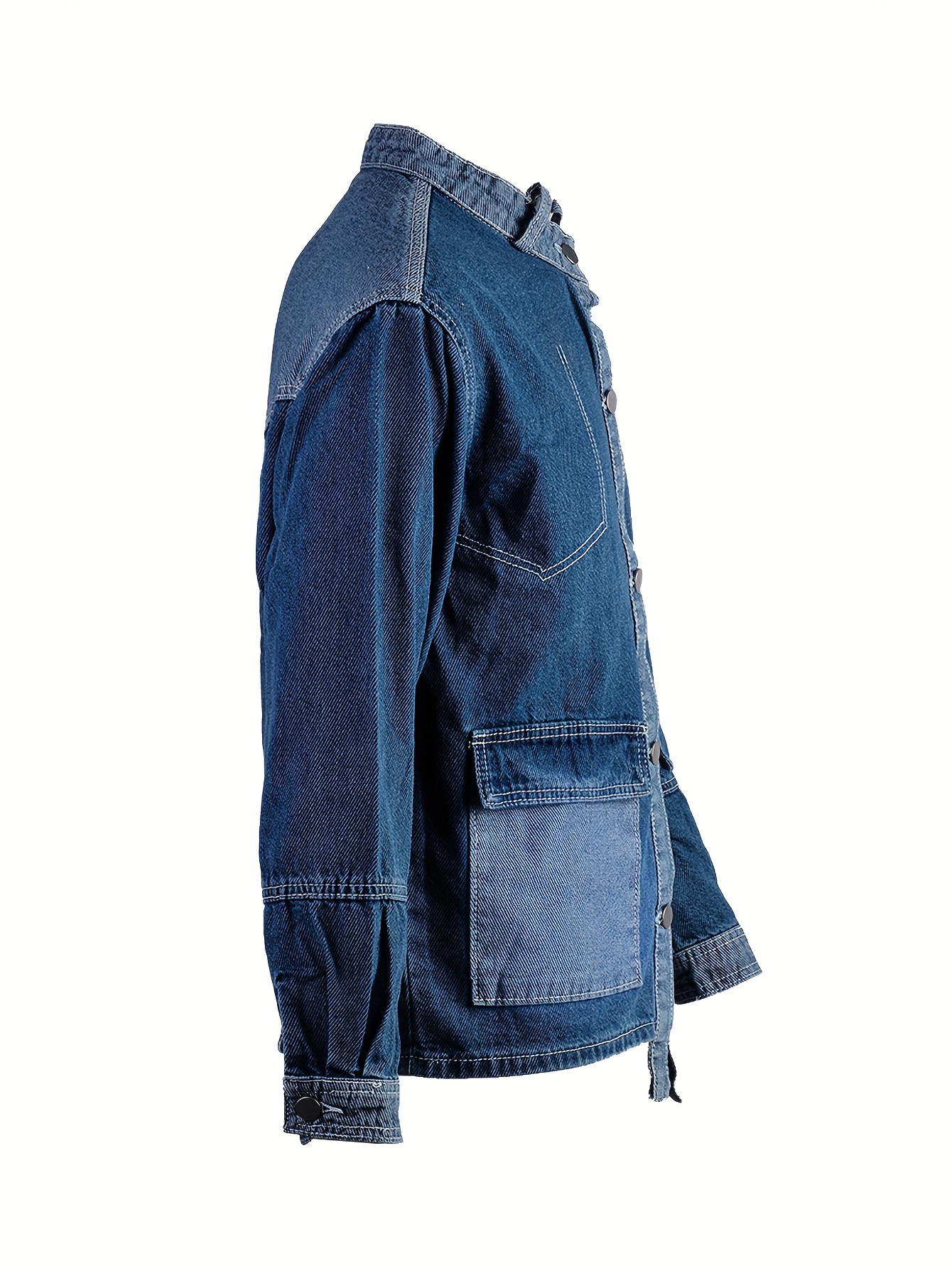 Men's Stylish Solid Comfy Denim Jacket With Pockets, Active