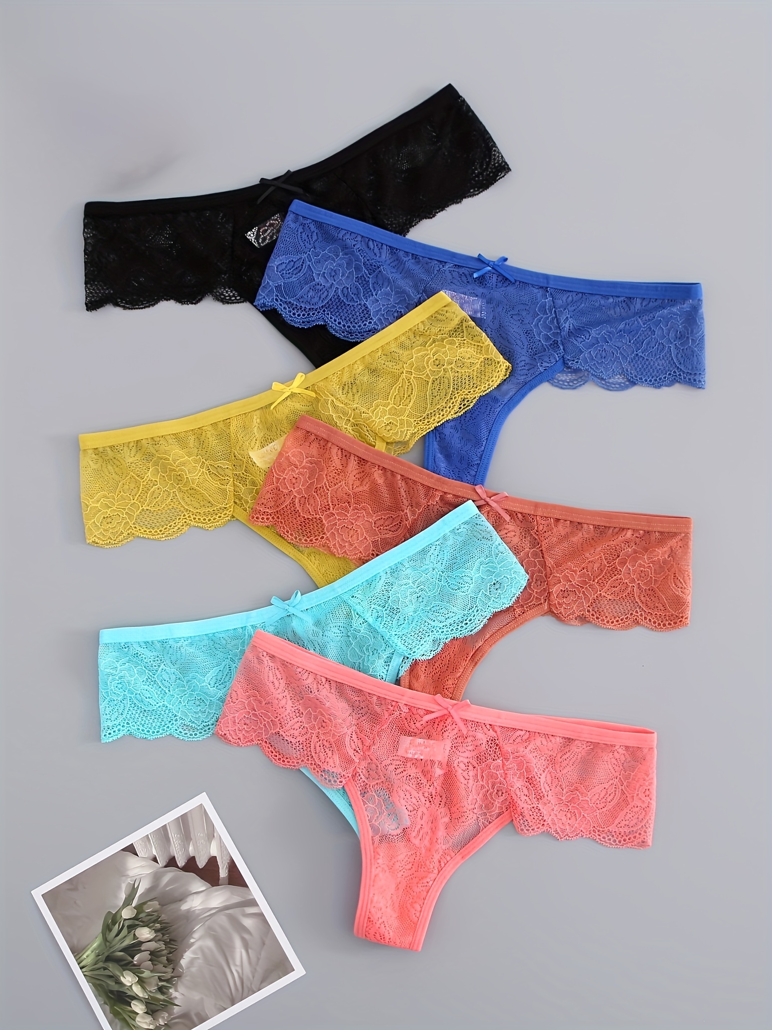 Breathable Women Lace Underwear Transparent Panties With Bow