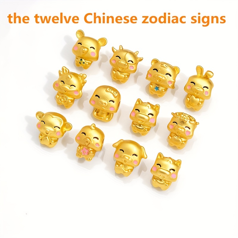 12 Zodiac Constellation Pendant Charms Golden Color Copper - Temu