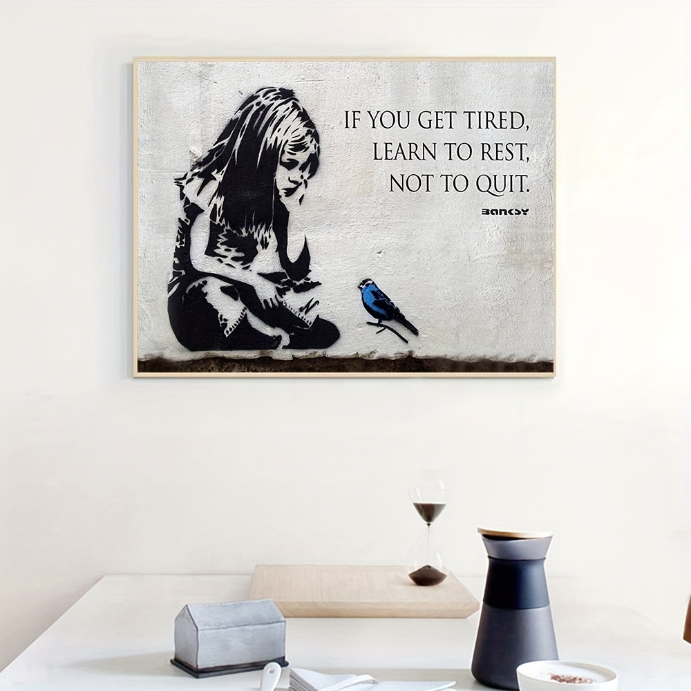 Girl With Blue Bird Banksy Poster Graffiti Street Wall Art Birthday Gifts  for Art Lovers