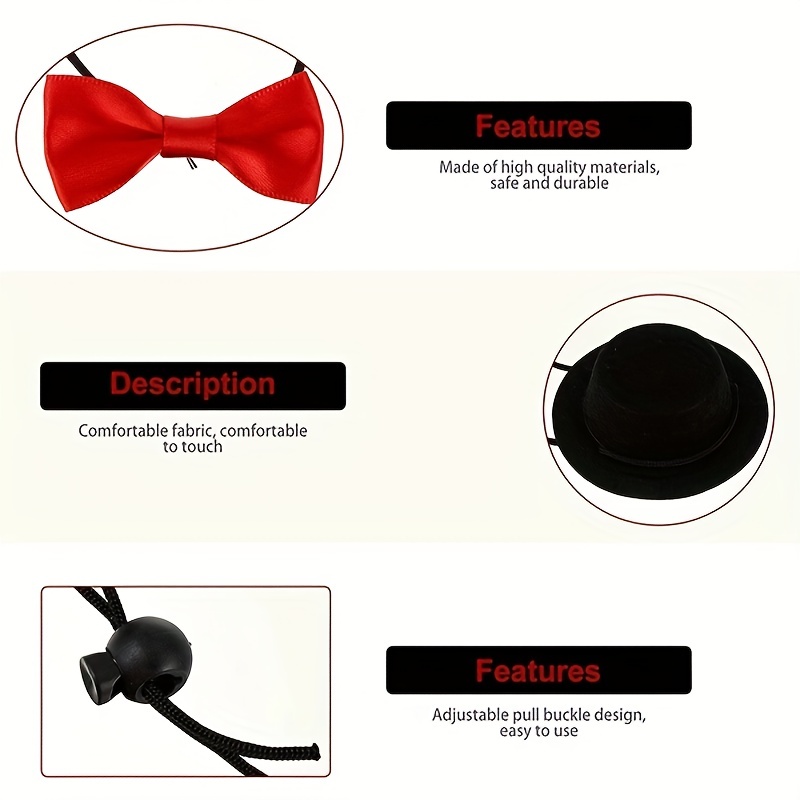 2Pcs Small Animals Hats and Bow Ties Set Pet Accessories