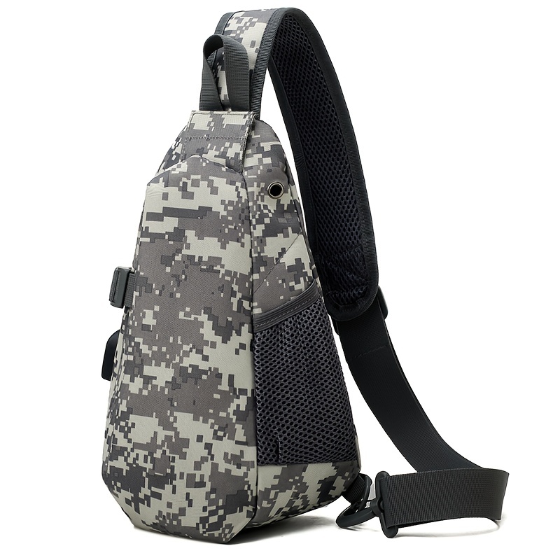 Outdoor tactical chest bag, men's multi-functional military camouflage  cycling cross-body bag, one-shoulder backpack