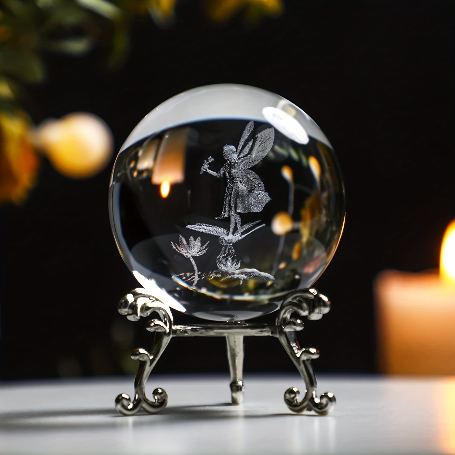 3D Laser Crystal Angel Statue Decorative Ball, Gift