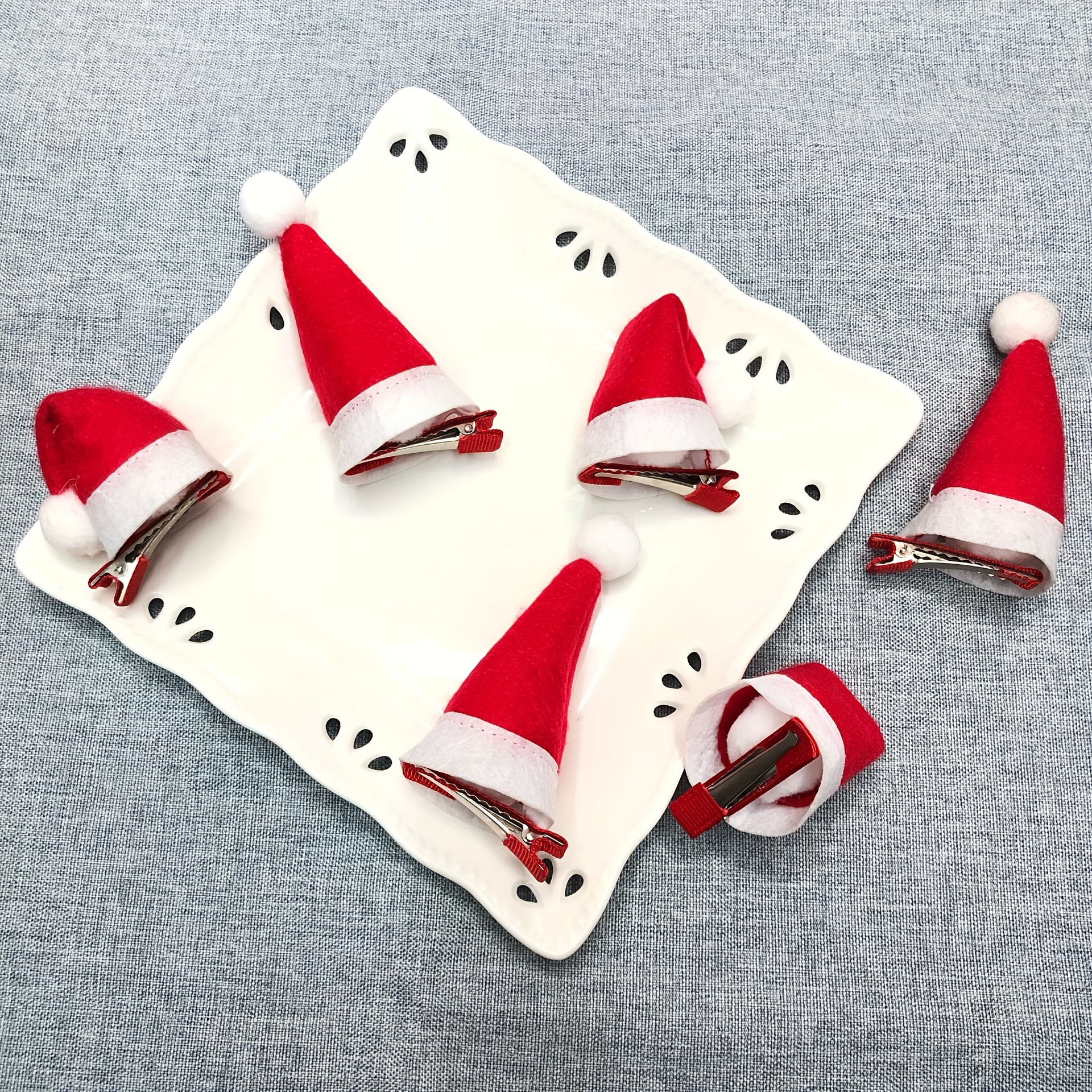 Mini Christmas Hat Hairpin Photo Decoration Plush Edge Clip