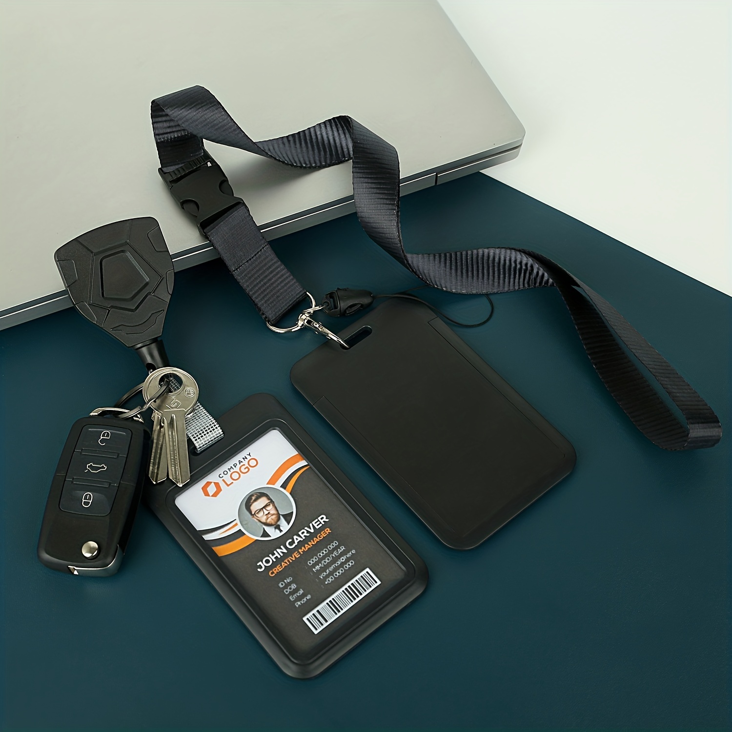 Retractable Keychain with Belt Clip, Heavy Duty Retractable ID Badge Clip Reel, Adjustable Neck Lanyard, Badge Holder with Belt Clip, 31.5 Steel