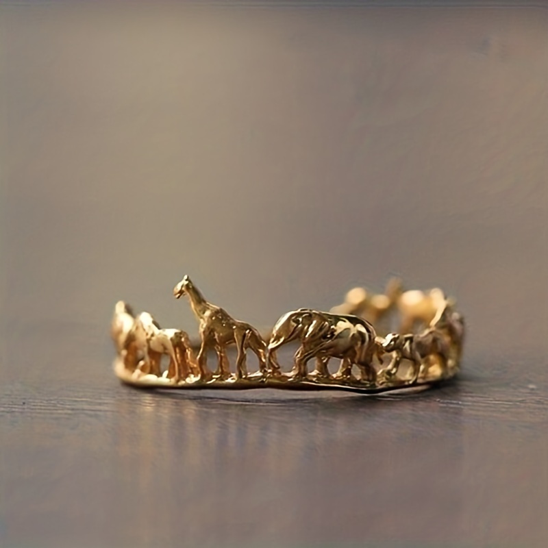 Cute Ring Silver Plated Animal Element Elephant / Leopard / - Temu