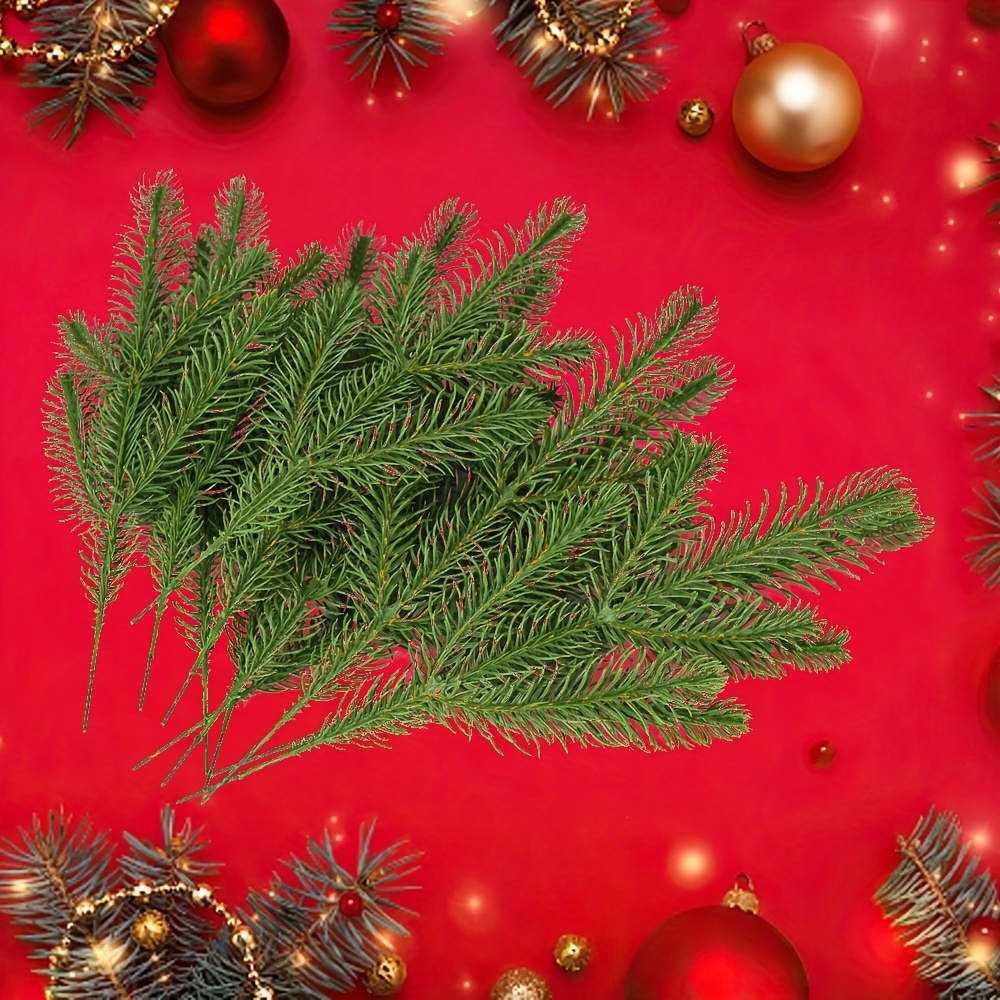 12pcs Christmas Faux Greenery Pine Sprigs, Fake Cedar Pine Twigs Stems  Picks,Christmas Fake Pine Sprigs For Craft DIY Garland Decor