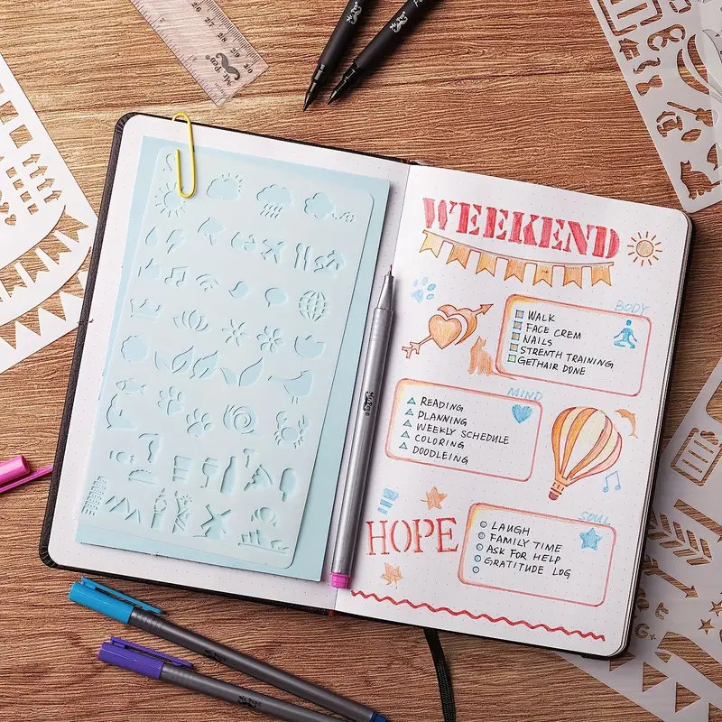 Easy To Use Stencil Set For Dotted Journals Time Saving - Temu