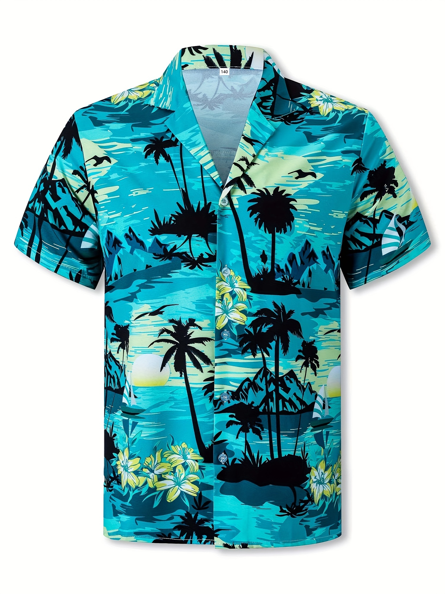 Hawaii Coconut Tree Graphic Print Boys Cotton Top Shirt