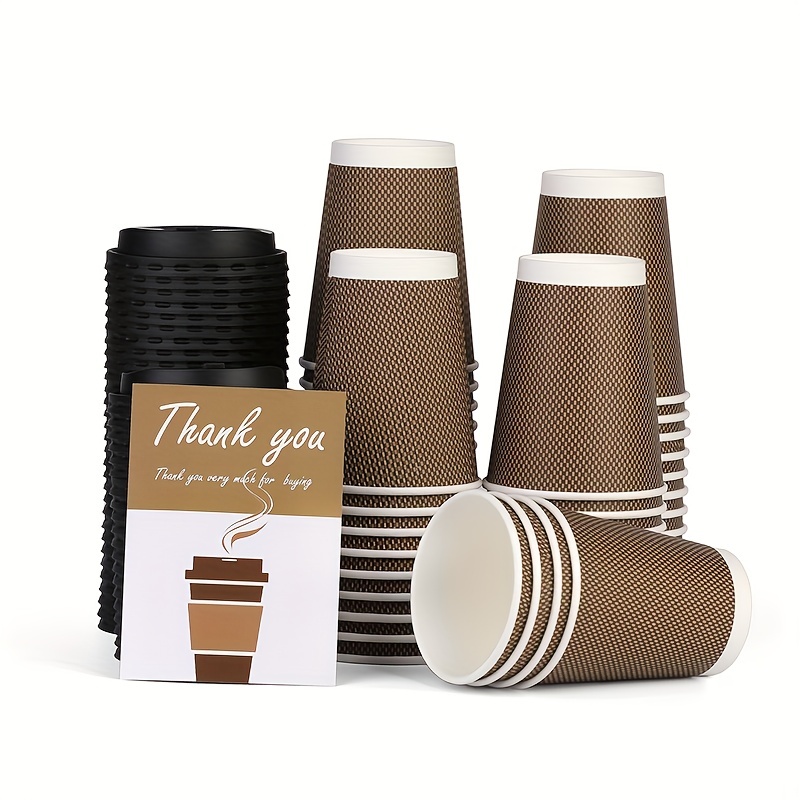 Disposable Coffee Cups - 12oz Insulated Paper Hot Cups