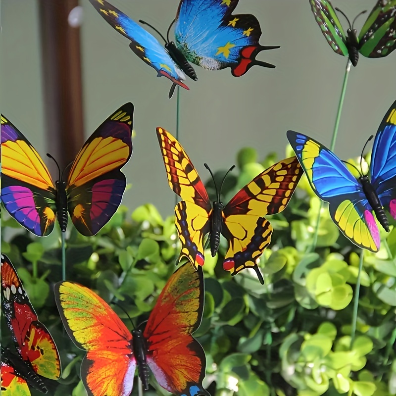 TaTalife Artificial Butterfly, Silk Butterflys, Butterflies for Crafts for  Floral Arrangements, 3D Butterfly Stakes Decor, Patio Plant Pot, Flower Bed