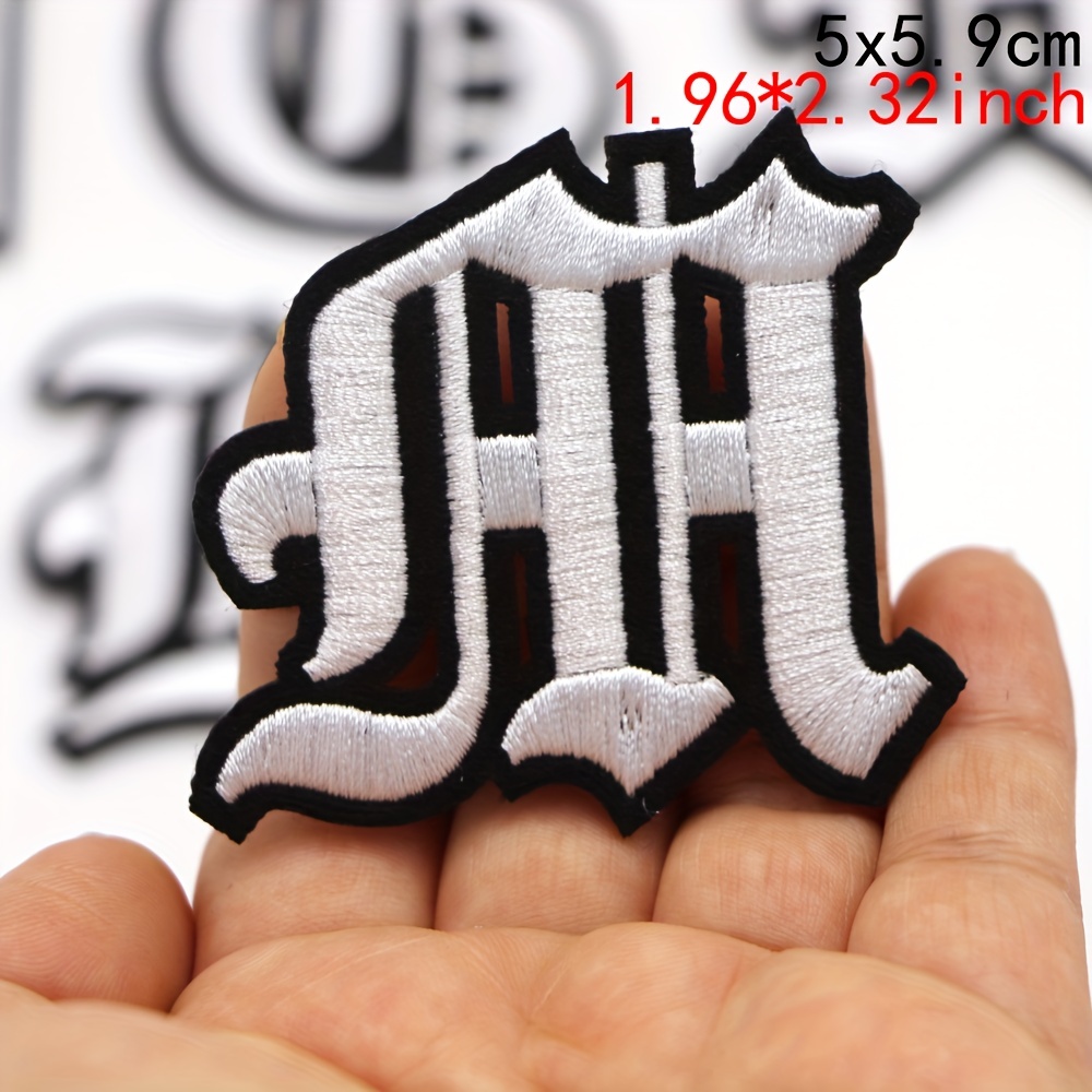 1Pc Gothic font Number Patches Black Embroidered Patches for