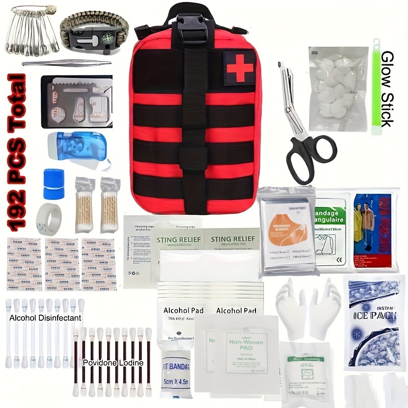 Emergency survival kit, first aid kit, 142 pieces of professional survival  gear for men's camping and outdoor adventures