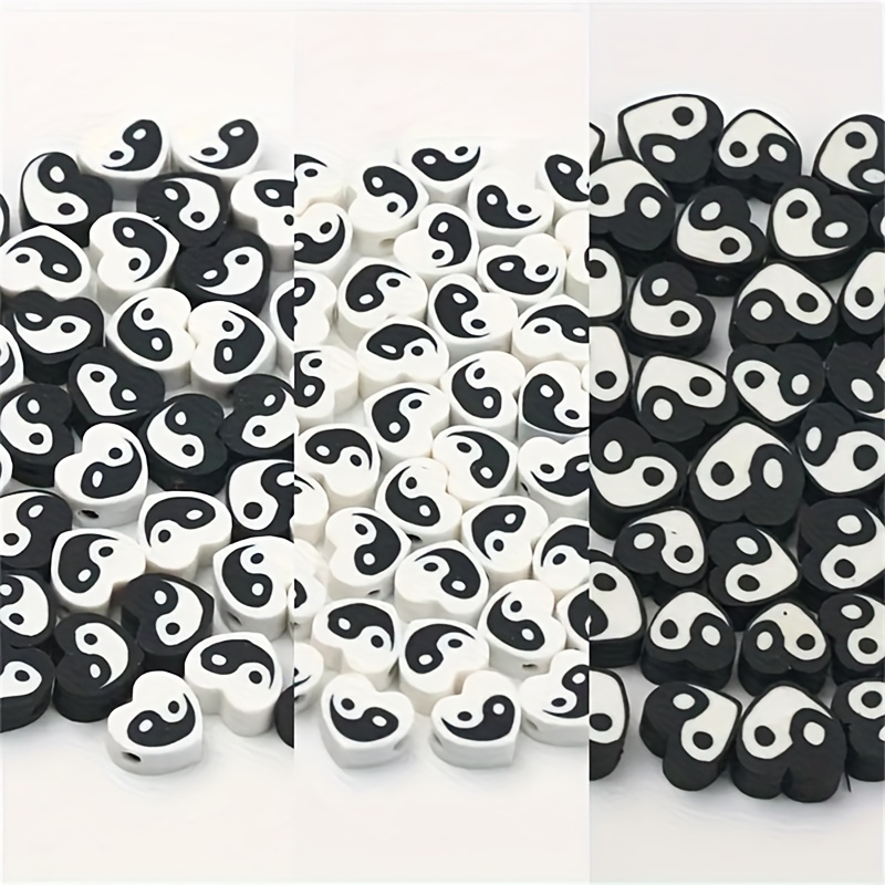 Polymer Clay Beads Black And White Love Tai Chi Sliced - Temu