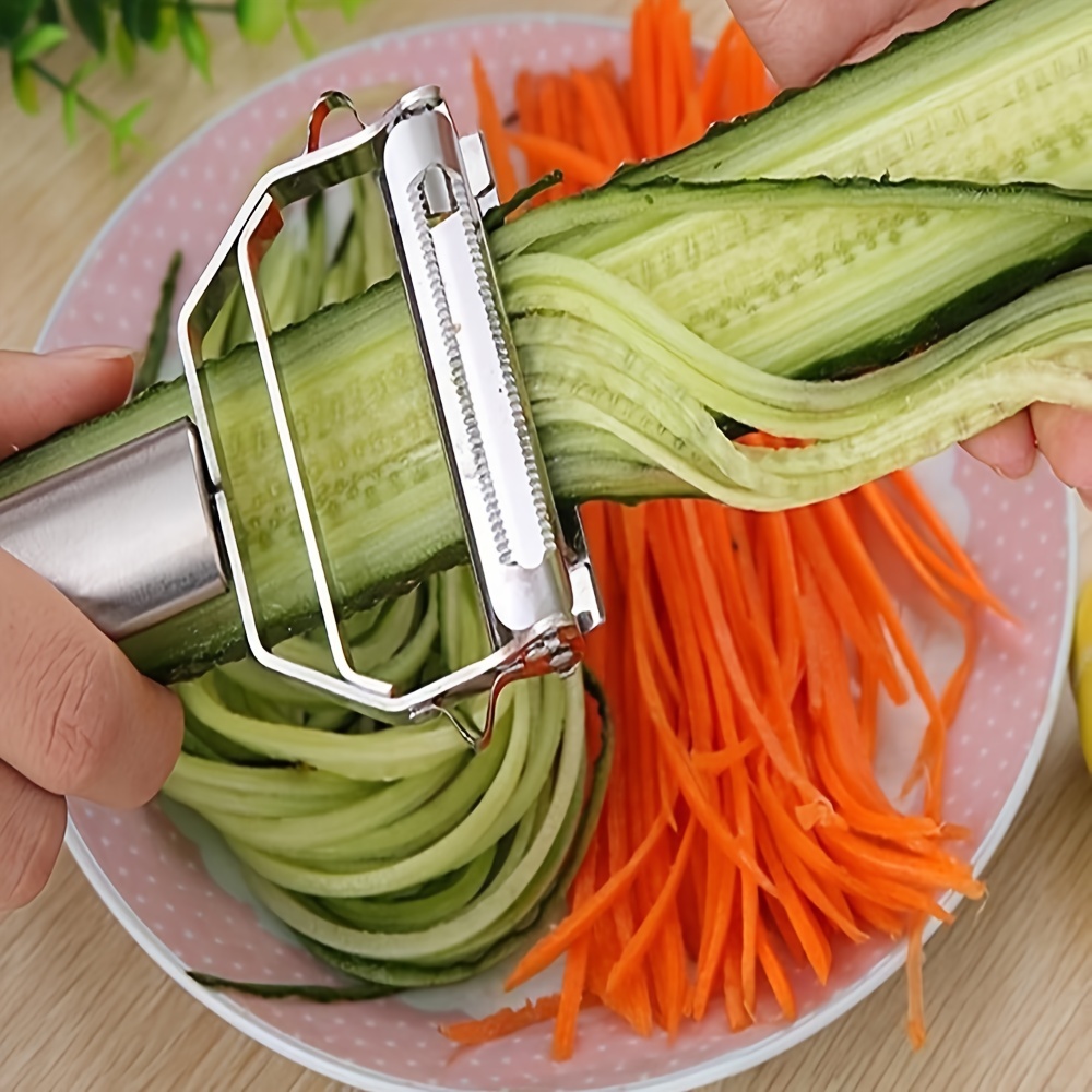 Pelador multifuncional de verduras – 3 en 1 en forma de Y pelador de frutas  y verduras con cuchillas dentadas de juliana, utensilios de cocina