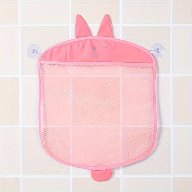 1pc Bath Storage Baskets, Hanging Storage Mesh Bag, Bathroom Toy Storage Bag  With Suction Cups, Kitchen Bathroom Item Storage Bag, Toys Storage Bag