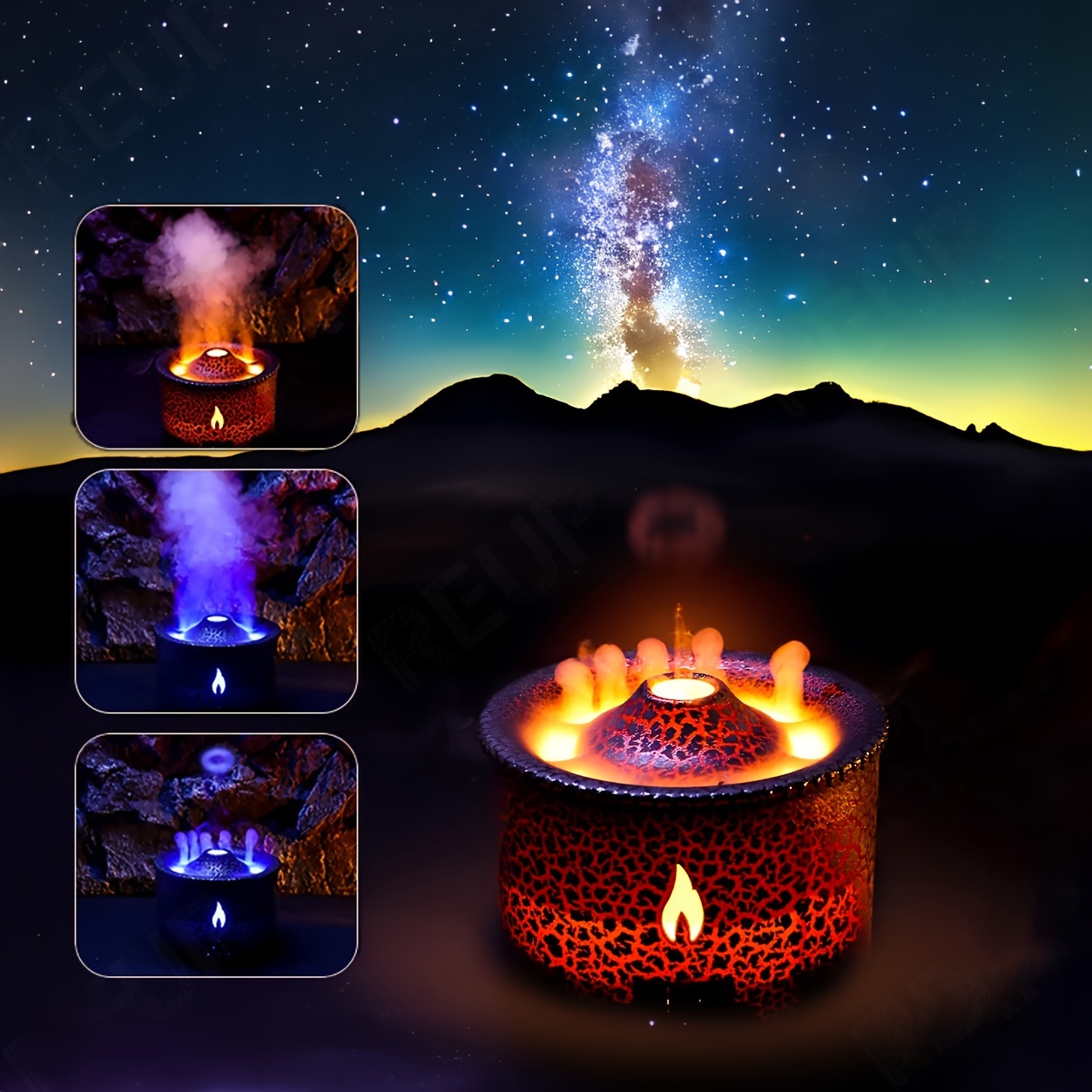 * Volcanic Flame Aroma Diffuser Essential Oil 360ml Portable Air Humidifier  With Cute Smoke Ring Night Light Lamp Fragrance