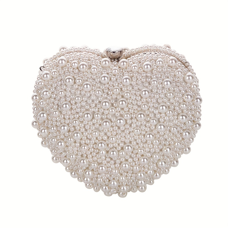 Mini Heart Design Novelty Bag Champagne Glitter Chain Strap For Party