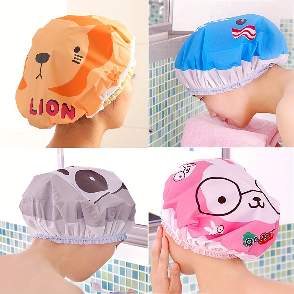 Gorro de ducha para niñas y niños pequeños, gorro de ducha de dinosaurio,  lindo gorro para la ducha y niñas, reutilizable e impermeable, gorro de