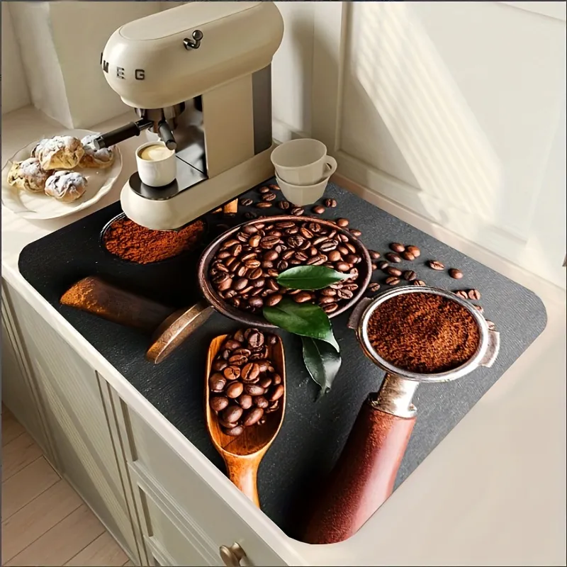 Super Absorbent Coffee Dish, Large Kitchen Absorbent Draining Mat, Drying  Mat, Quick Dry Bathroom Drain Pad - Temu